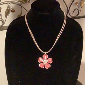 Pink Flower Pendant Necklace